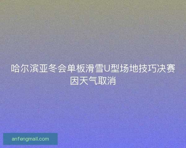 哈尔滨亚冬会单板滑雪U型场地技巧决赛因天气取消